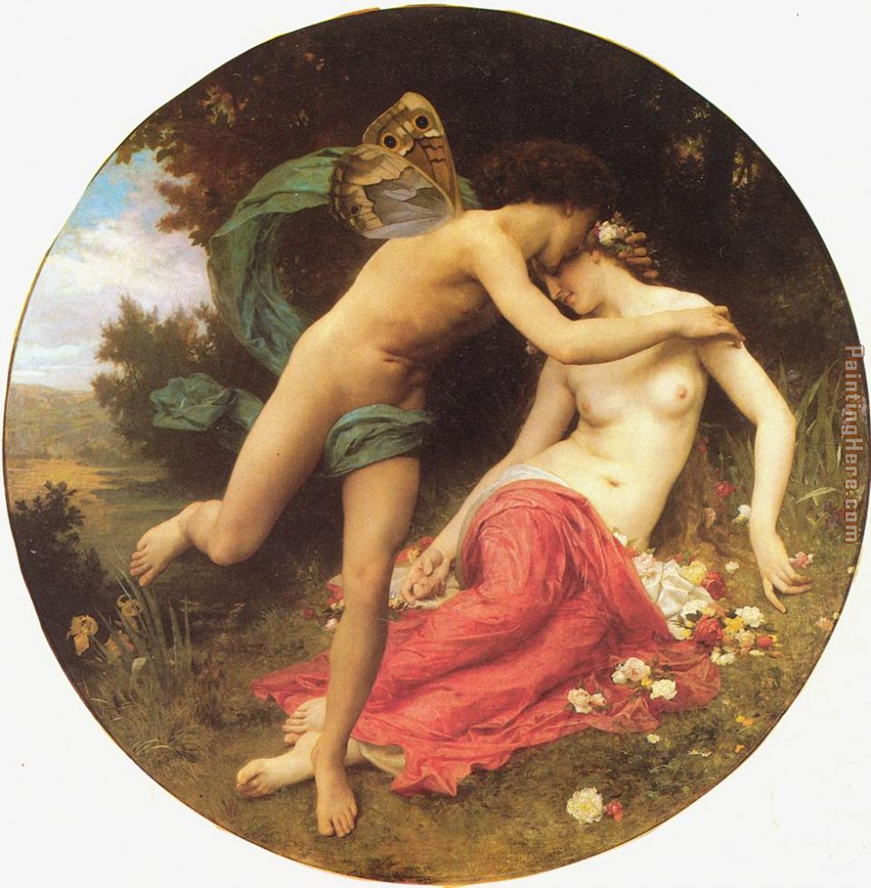 Flora and Zephyr painting - William Bouguereau Flora and Zephyr art painting